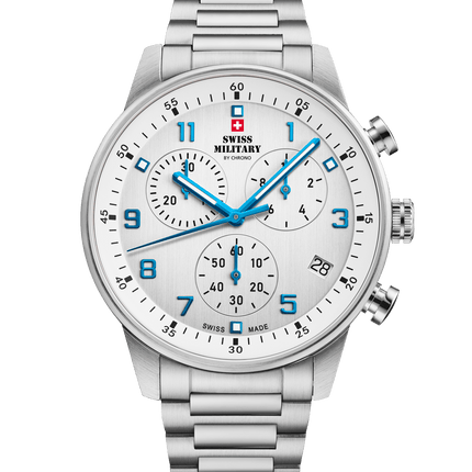 Swiss Military Minimalist Chronograph Watch – White, Steel | SM34114.03 image 0