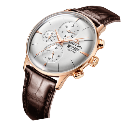 Reef Tiger Men's Seattle Chiefs Automatic Luxury Vintage Dress Chronograph Watch image 1
