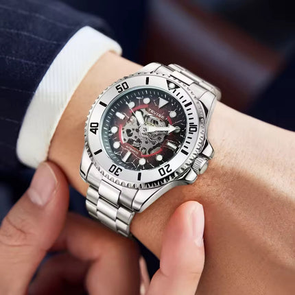 TEVISE Tanker Skeleton Automatic Watch Burgundy image 1
