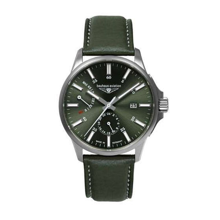 BAUHAUS AVIATION Men’s Titanium Automatic Power Reserve Leather Watch 28604 image 0