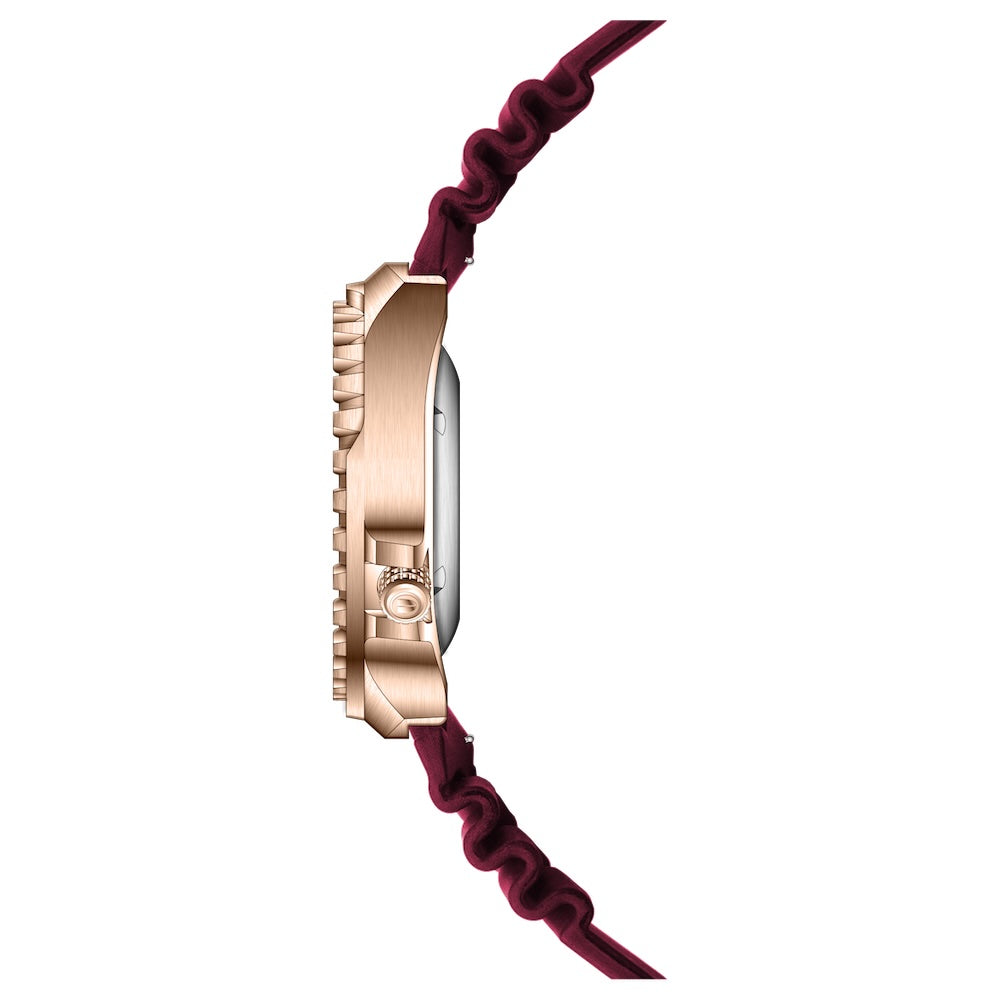 RIEDENSCHILD PRECISION INSRUMENTS GERMANY Divers Taucheruhr 1000m Helium Valve Watch Rose Gold/Burgandy image 3