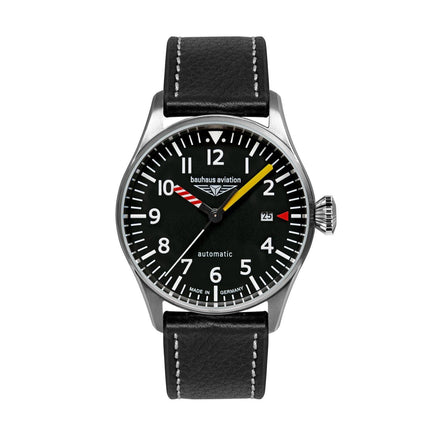 BAUHAUS AVIATION Men's Flight Control Automatic Leather Strap Watch 27625 image 0
