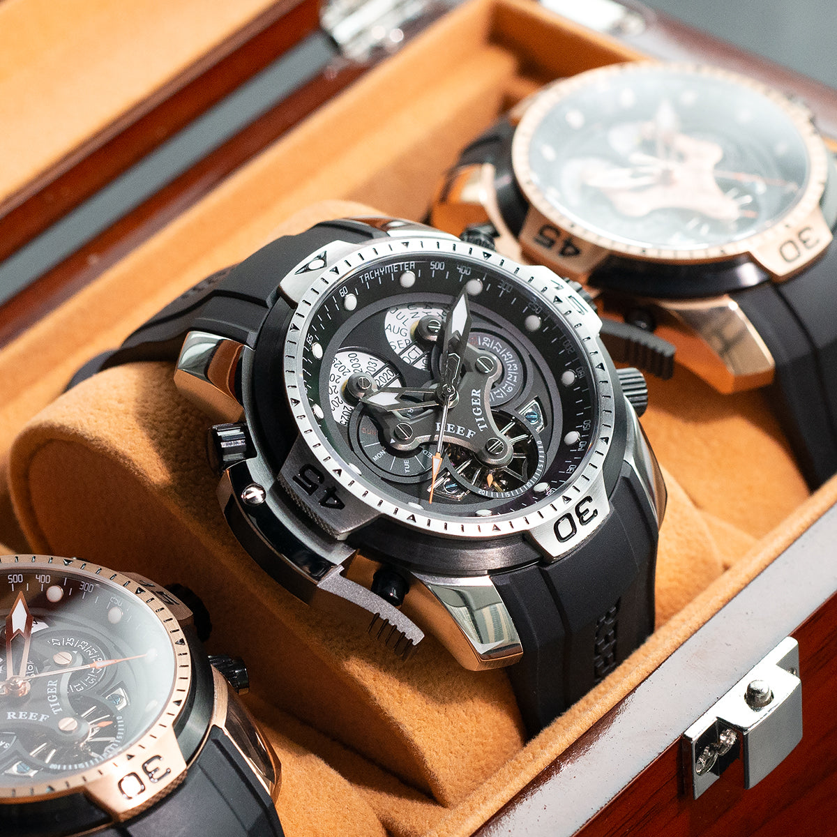 Reef Tiger Men's Aurora Concept Skeleton Automatic Mechanical Watch image 6