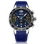 MEGIR Men's Racer I Chronograph Date 48mm Silver / Blue Silicone Strap Watch