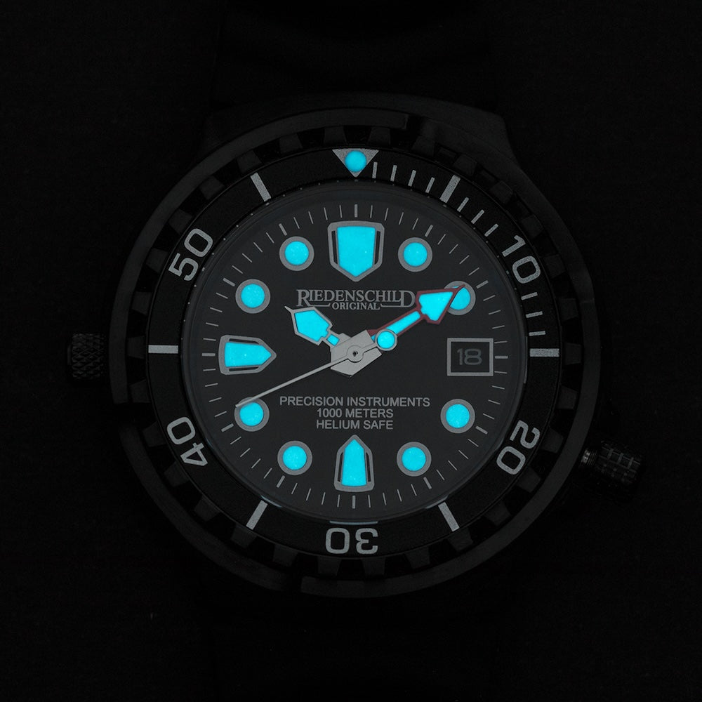 RIEDENSCHILD PRECISION INSRUMENTS GERMANY Divers Taucheruhr 1000m Helium Valve Watch Black image 1