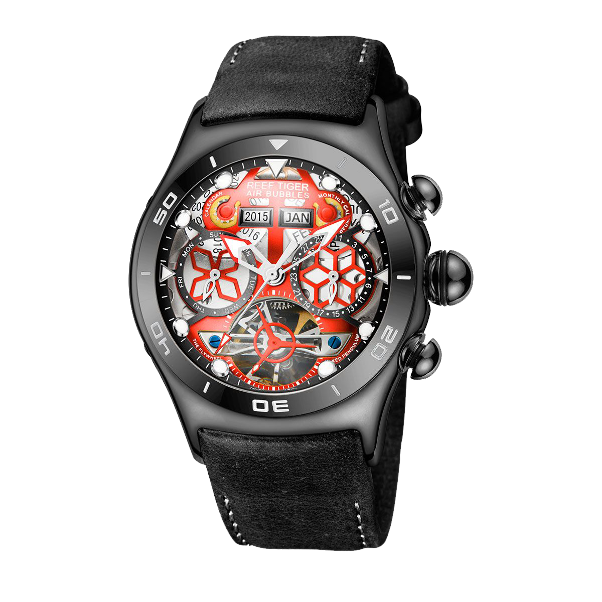 Reef Tiger Men's Aurora Air Bubbles Automatic Mechanical Skeleton Watch image 7