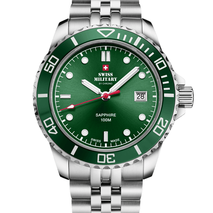 Swiss Military SM34109.03 – Swiss Men’s Sports Watch Green Steel image 0