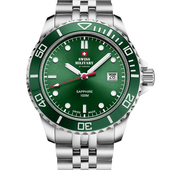 Swiss Military SM34109.03 – Swiss Men’s Sports Watch Green Steel image 0