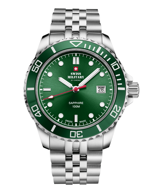 Swiss Military SM34109.03 – Swiss Men’s Sports Watch Green Steel image 0