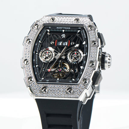 Reef Tiger Men's Aurora Titan Mechanical Multifunctional Day/Date Skeleton Automatic Watch RGA3009 image 15