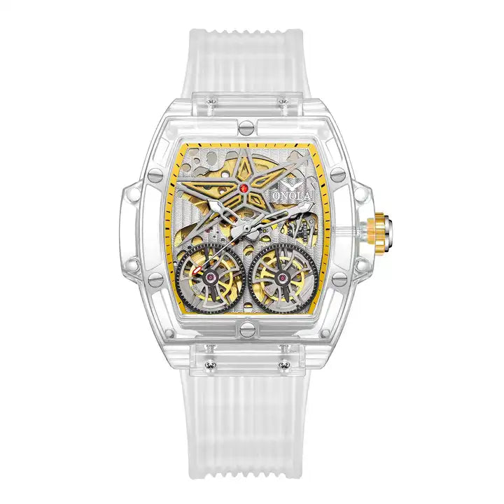ONOLA Clear Series Plastic Transparent Maximus Double Barrel AUTOMATIC Watch image 0