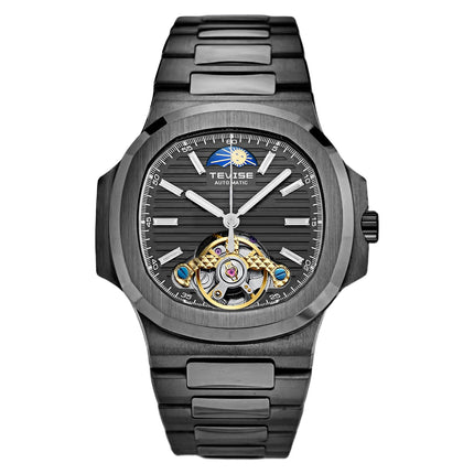 TEVISE Berlin Moonphase Open Heart Automatic Watch Black Edition image 0
