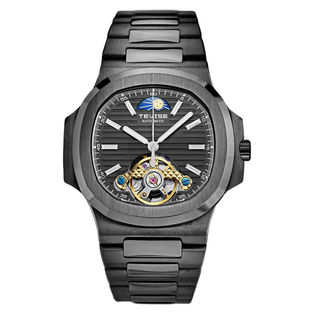 TEVISE Berlin Moonphase Open Heart Automatic Watch Black Edition image 0