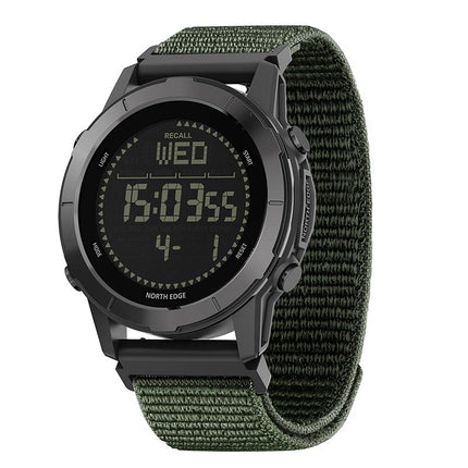 NORTH EDGE LITECORE Tactical Compass Digital Watch Men's Watch 45mm Nylon Strap EL Backlight Calendar 50m Waterproof