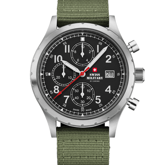 Swiss Military Field Chronograph Watch – Green Canvas| SM34117.06 image 0