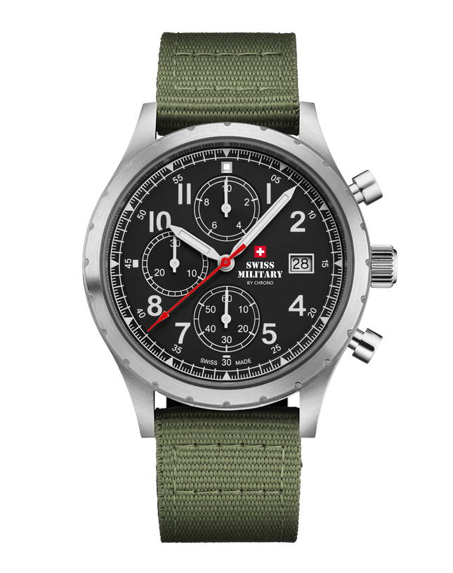 Swiss Military Field Chronograph Watch – Green Canvas| SM34117.06 image 0