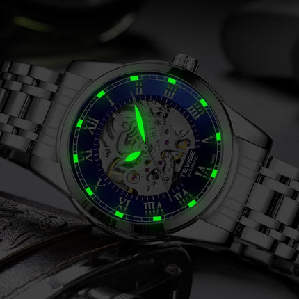 TEVISE Skeleton Classic Steel Silver/Blue Watch image 3
