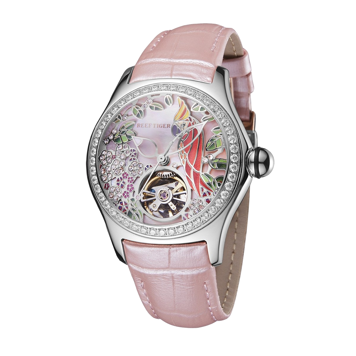 Luxury Diamond Automatic Women's Watch from Reef Tiger Aurora Parrots image 1