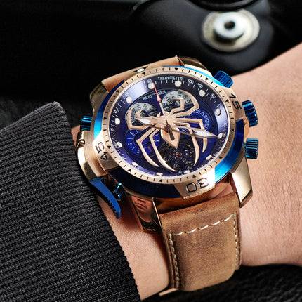 Reef Tiger Men's Aurora Spider Automatic Chronograph Watch Rose Gold/Blue image 6
