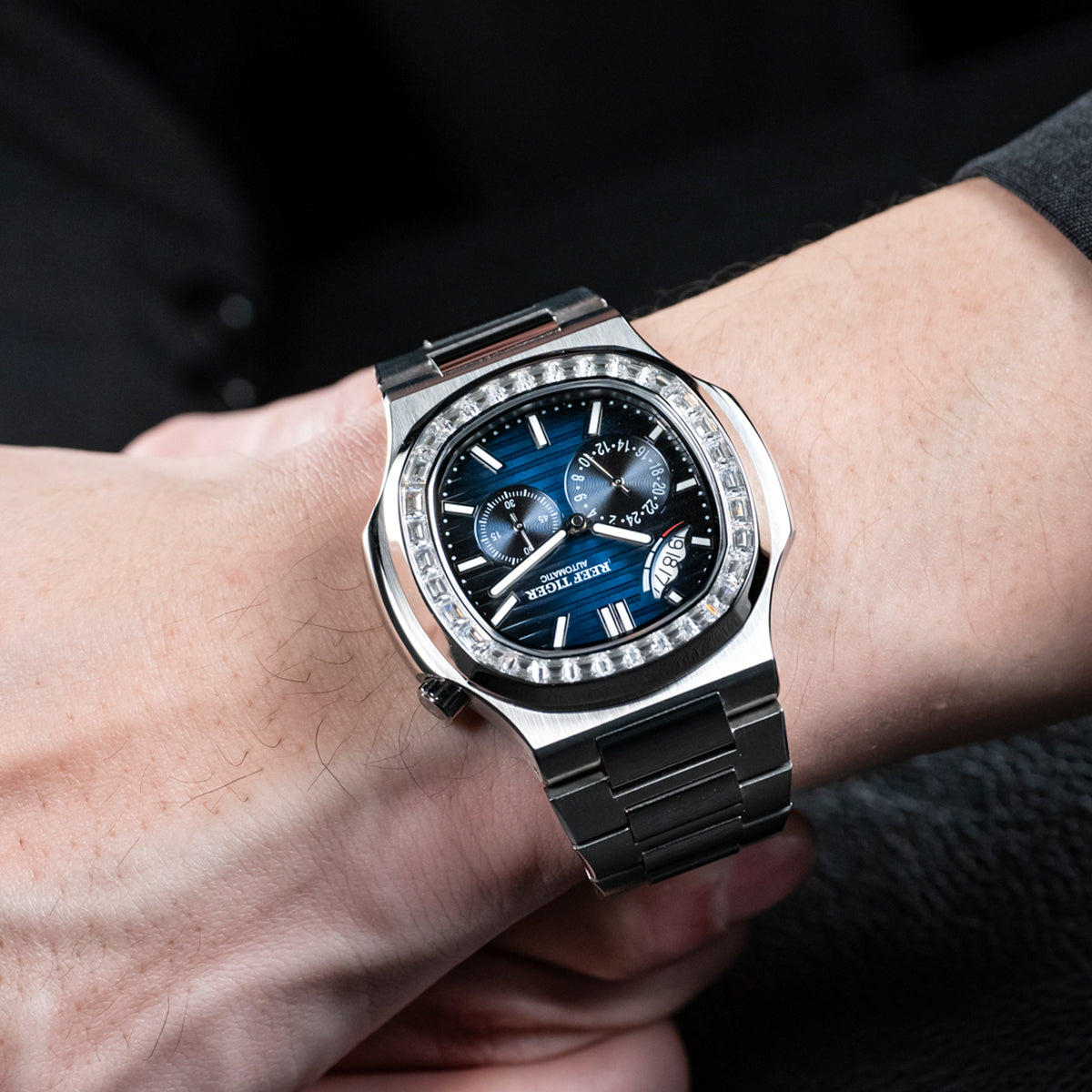 Reef Tiger Men's Peak 44mm Square Crystal Bezel Automatic Watch RGA2019 image 11