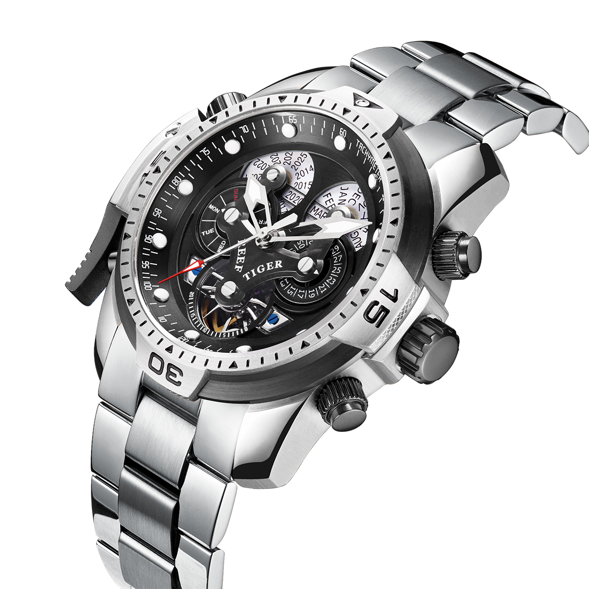 Reef Tiger Men's Aurora Concept Skeleton Automatic Mechanical Watch image 1