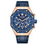 MEGIR Men's Royale Chronograph Rose Gold / Blue Leather Watch