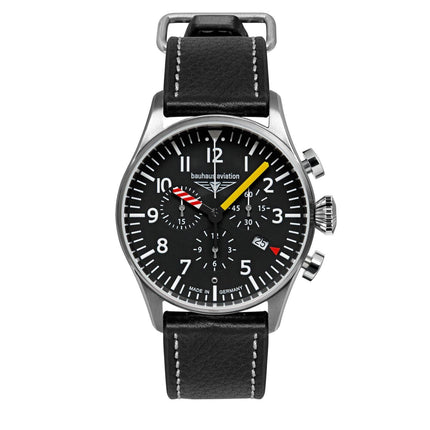 BAUHAUS AVIATION Men's Flight Control Leather Strap Watch 27885 image 2