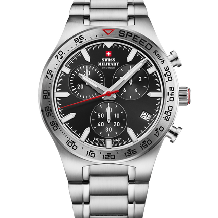 Swiss Military Speed Chronograph Watch – Black Silver Steel | SM34115.03 image 0
