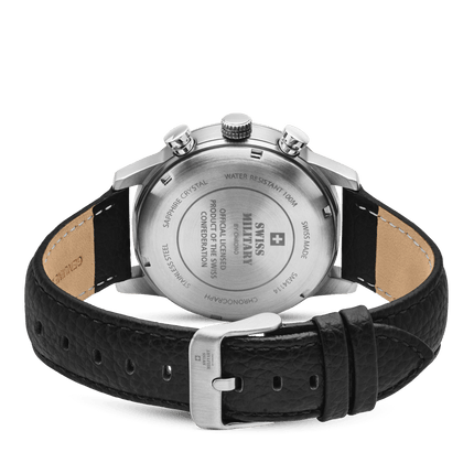 Swiss Military Minimalist Chronograph Watch – Leather, Black | SM34114.08 image 2