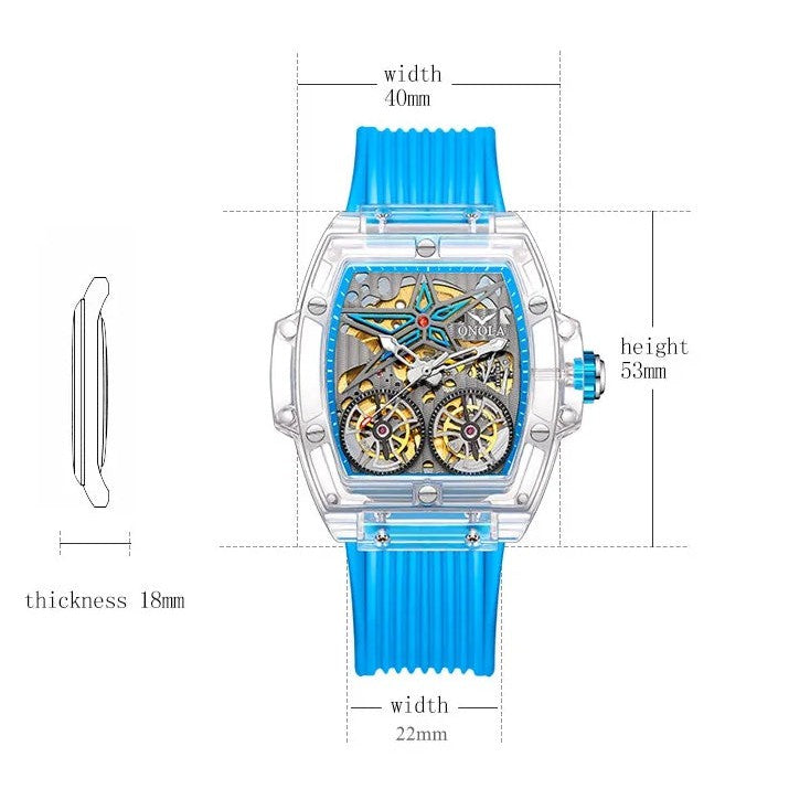 ONOLA Clear Series Plastic Transparent Maximus Double Barrel AUTOMATIC Watch image 19