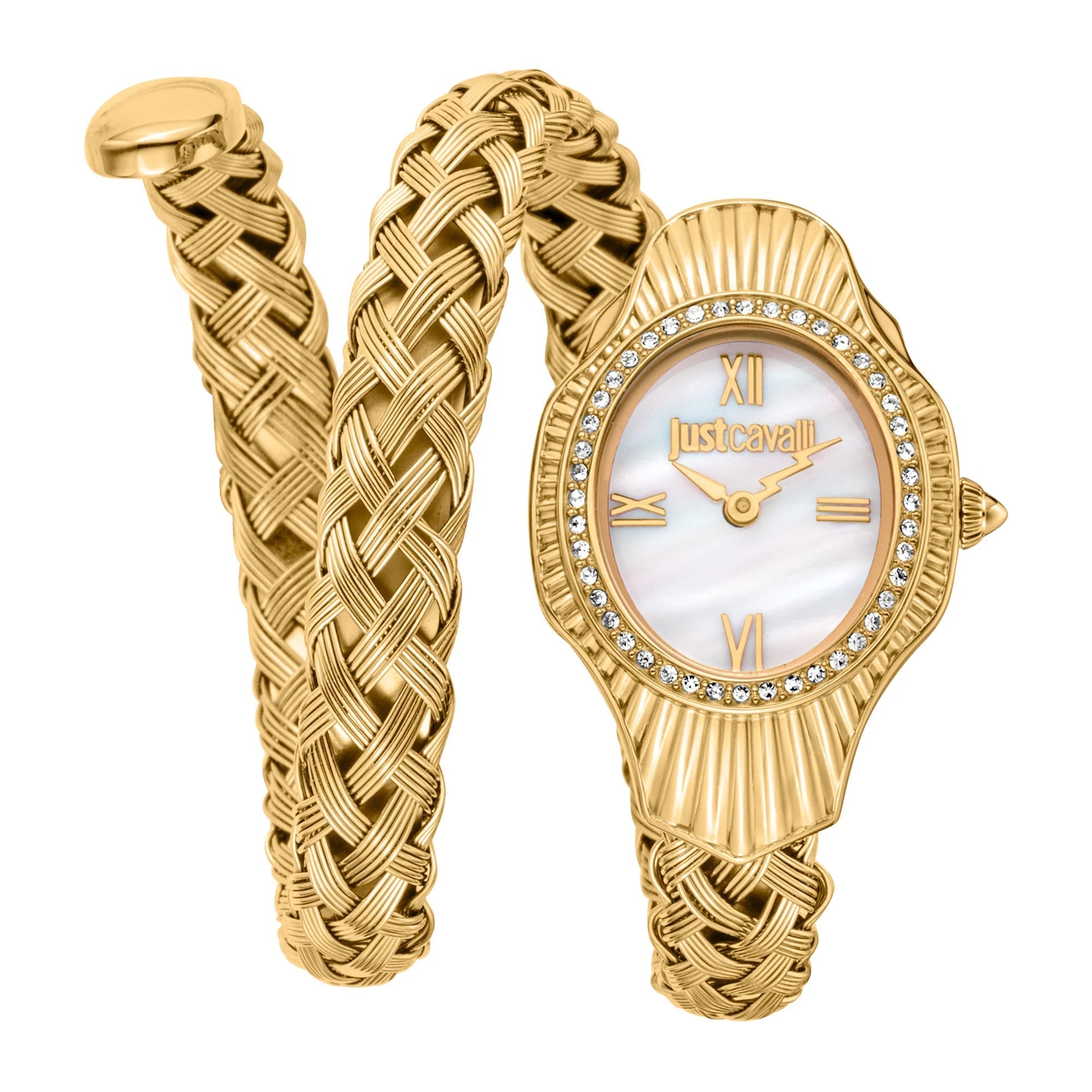 Just Cavalli Signature Snake Twined Yellow Gold MOP image 0
