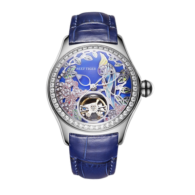 Reef Tiger Women's Aurora Parrots Automatic Skeleton Crystal Watch image 0