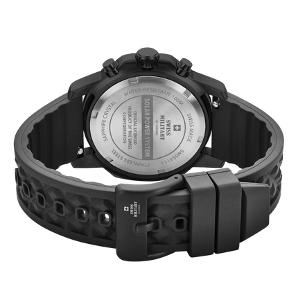 Swiss Military Solar Chronograph – Black, PVD, Rubber | SMS34113.05 image 1