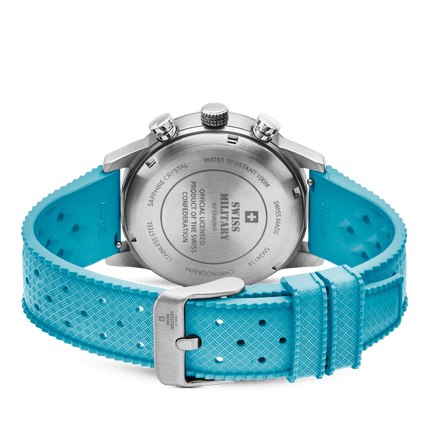 Swiss Military Minimalist Chronograph Watch – FKM-Rubber, Light-blue | SM34114.15 image 2