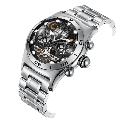 Reef Tiger Men's Aurora Air Bubbles Automatic Mechanical Skeleton Watch image 6
