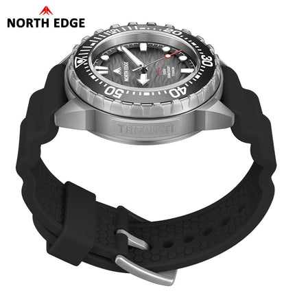 NORTH EDGE Tactical TRITON-TI Titanium Case Solar-Powered Diving Watch Luxury Quartz Men‘s Watch 300M Waterproof 180+ Day Power