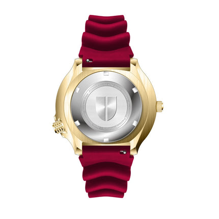 RIEDENSCHILD PRECISION INSRUMENTS GERMANY Divers Taucheruhr 1000m Helium Valve Watch Gold/Burgandy image 5