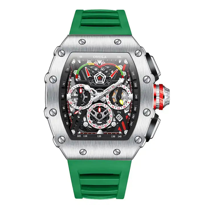 ONOLA Avantgarde McLaren Quartz Chronograph Watch - Silver / Green image