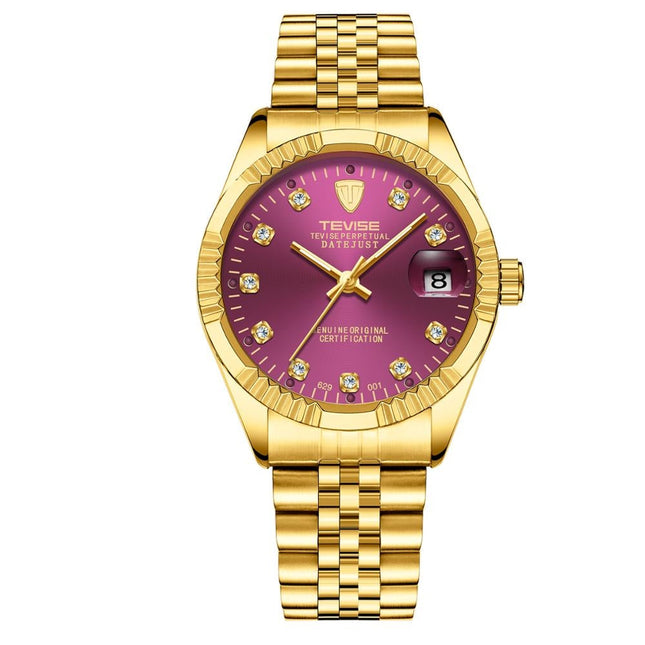 TEVISE Classic Automatic Calendar Gold/Purple Watch image 0