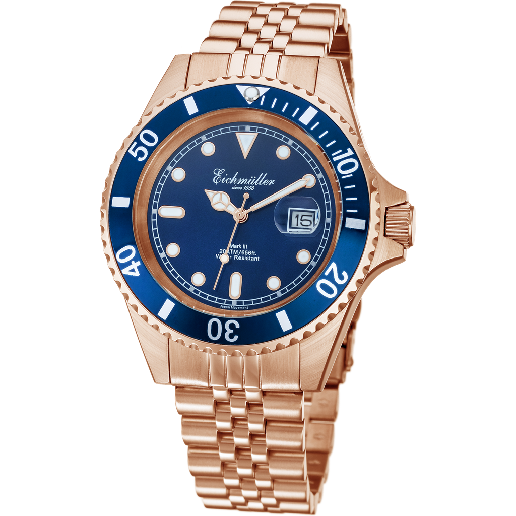 EICHMULLER since 1950 Mark III Diver 20ATM Rose Gold/Blue Watch image 0