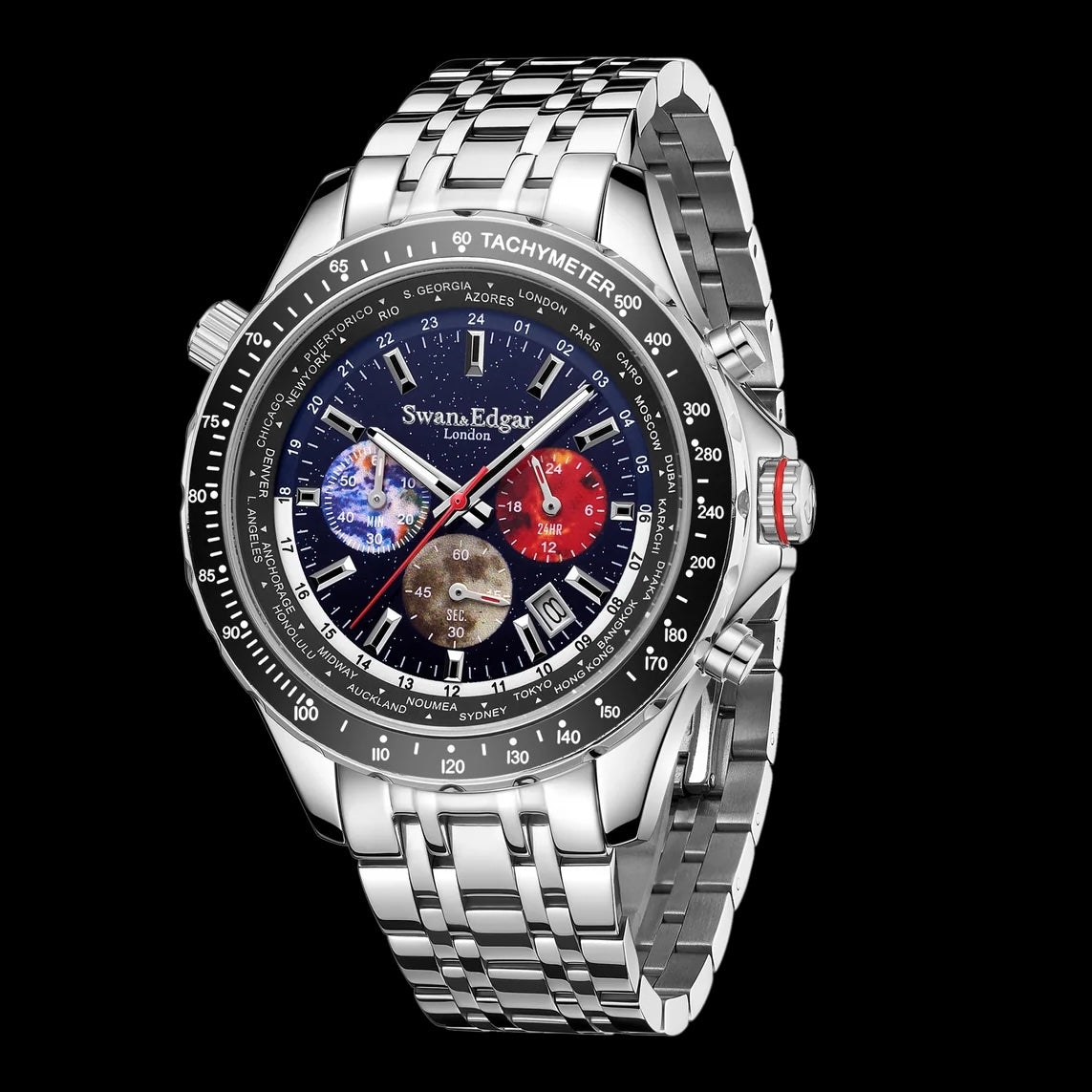 World Timer Mechanical Quartz Hybrid- Steel Matt Blue image 1