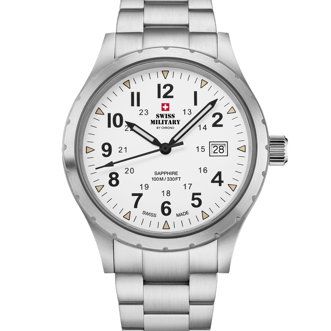 Swiss Military SM34108.02 – Classic Army Style Watch White Steel image 0
