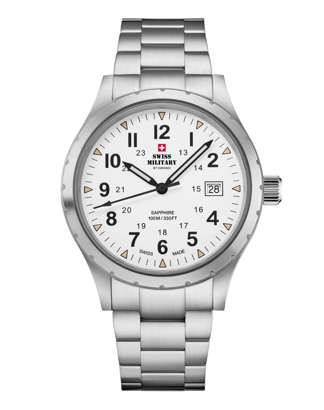 Swiss Military SM34108.02 – Classic Army Style Watch White Steel image 0