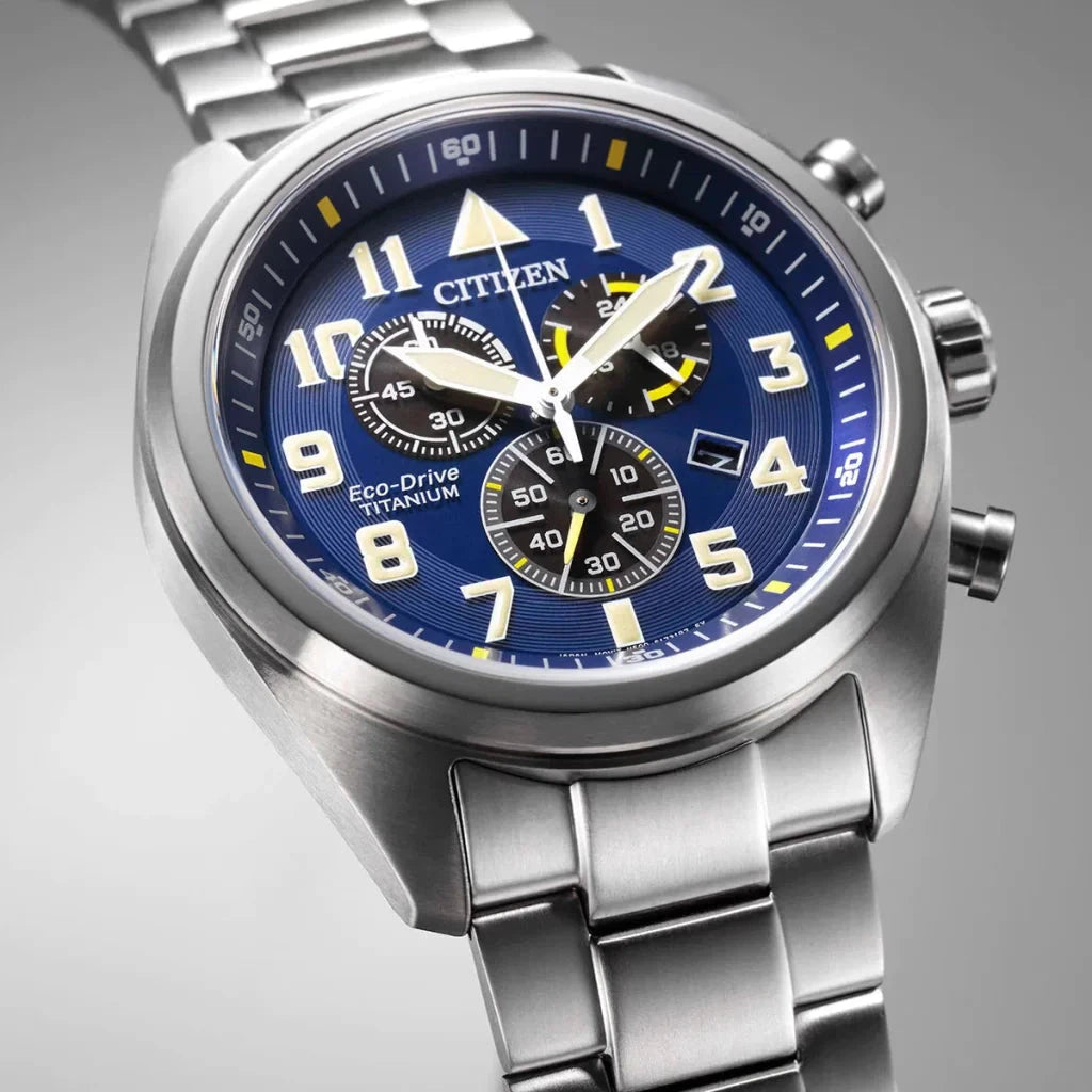 CITIZEN Garrison Super Titanium Pilot Chronograph Watch AT2480-81L