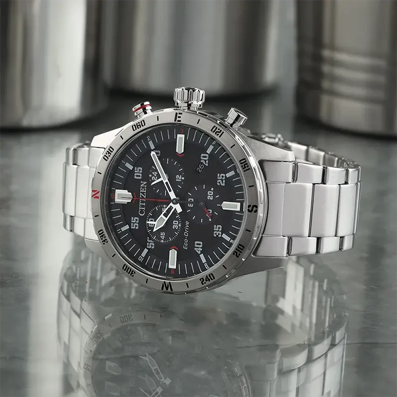 CITIZEN Eco-Drive Chronograph Watch Silver Black AT2520-89E