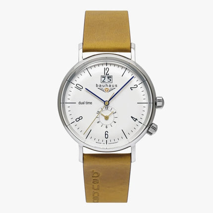 BAUHAUS Men's Quartz Dual Time Series Leather Strap Watch 21441