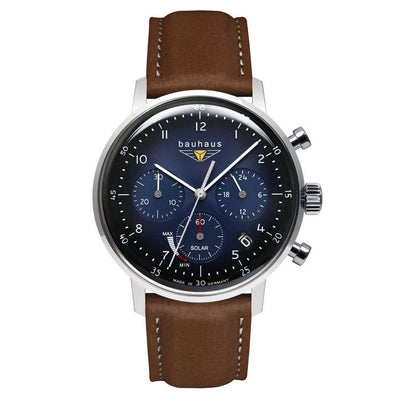 BAUHAUS Men's Solar Chronograph Leather Strap Watch 20863