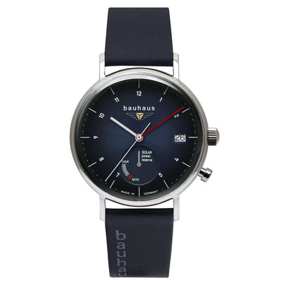 BAUHAUS Men's Solar Leather Strap Watch with Power Display 21123