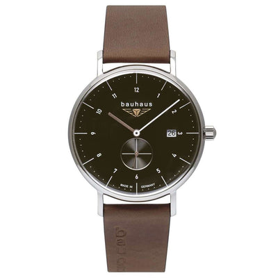 BAUHAUS Men's Quartz Date Series Leather Strap Watch 21322
