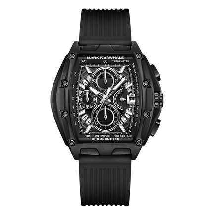 Mark Fairwhale FW-6590 RUBBER - Tonneau Chronograph Watch - Sporty Red